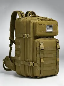 45L Large Capacity Molle Tactical Backpack, Waterproof Durable Outdoor Hiking Travel Backpack, 15.6 Inch Laptop Compartment, Load Relief