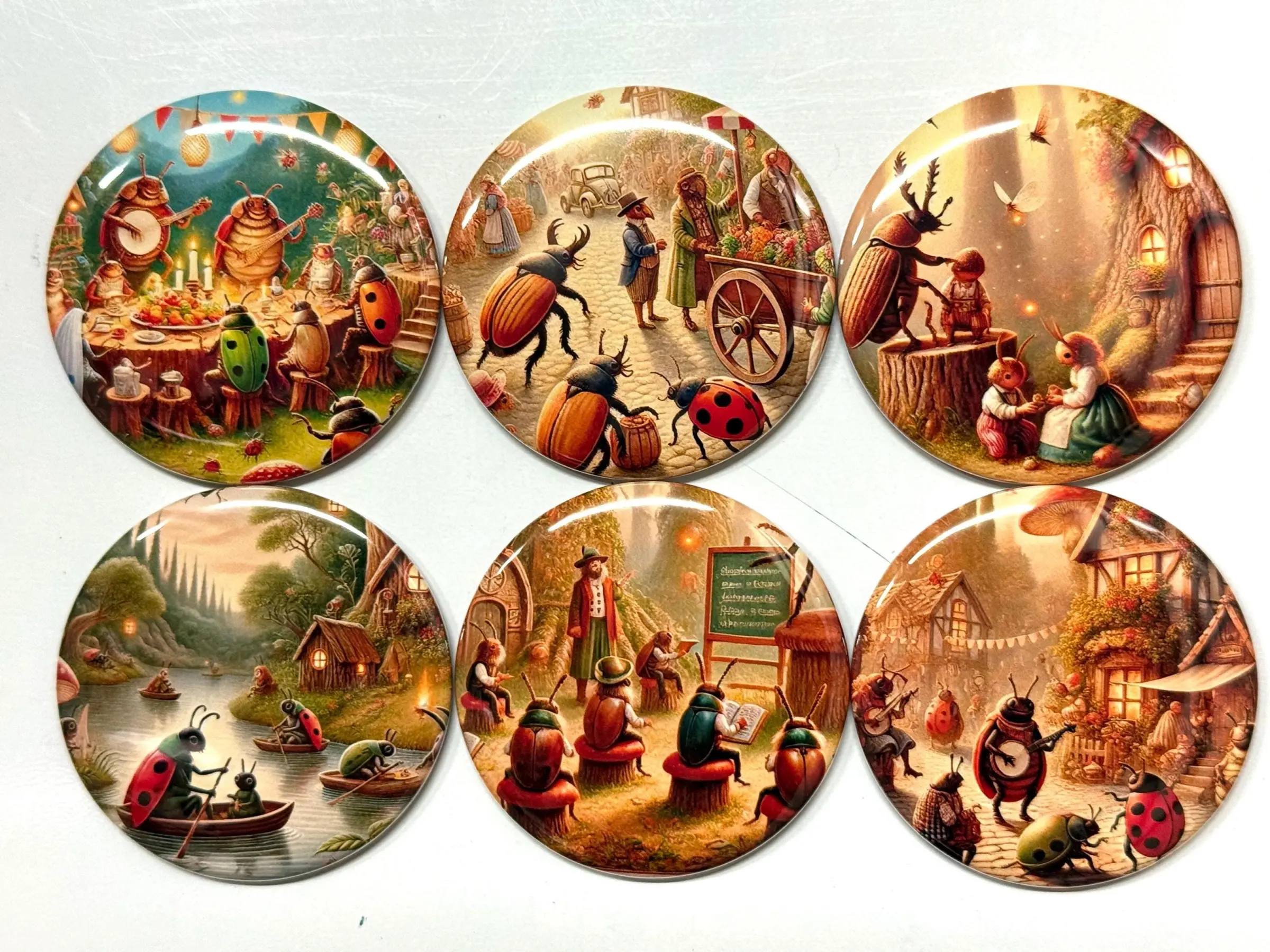 6 magical beetle buttons available as Fridge Magnets, Pinback, flatbacks and more. You choose type and size!