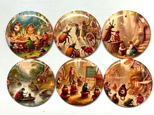 6 magical beetle buttons available as Fridge Magnets, Pinback, flatbacks and more. You choose type and size!