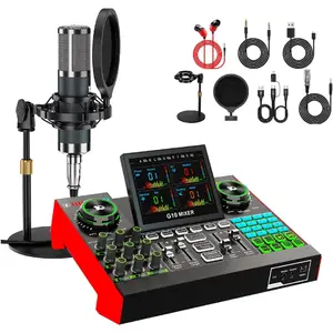 Voice Changer with Sound Board, Podcast Equipment Bundle for PC Phone, Professional Audio Interface Mic Kit for Gaming, YouTube, Live Streaming, Noise Reduction (P15)