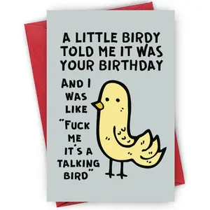 Talking Bird Birthday Card & Envelope Gift for Animal Lovers, Humor Enthusiasts, Best Friend, Sibling, Unexpected Birthday Surprise, Playful Avian Stationery Keepsake, Tearable Greeting Cards