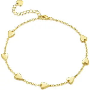 Gold Anklets for Women 14K Gold Ankle Bracelets for Women Anklet for Womens Small Heart-Shaped Pendants Ankle Bracelet for Womens Heart Anklet With Adjustable Size 9.4'' to 11''