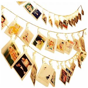 10ft 20 Photo Clip String Lights, Fairy Lights Battery Operated with Clips for Hanging Pictures Cards, Bedroom Wall Decor Party Wedding Home Halloween Christmas Decorations, Warm White