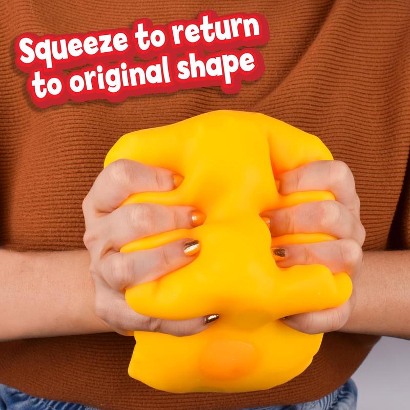 Squishy Cheese Block - Yellow, moldable fidget Toy with Squeeze Feature, Ideal for Play and Relaxation