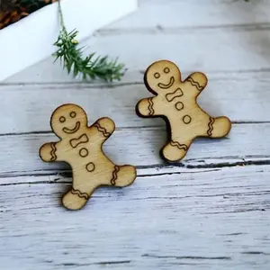 gingerbread man with candycane stud earrings