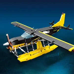 DIY Seaplane Glider Building Kit, Building Blocks Set, 739pcs Precision Model, Realistic Marine Aircraft for Collectors, Home Display and Enthusiasts Birthday Gift