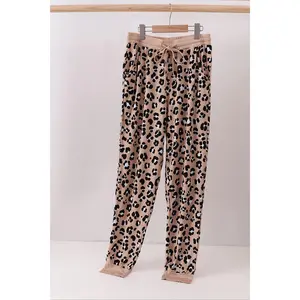 Brown leopard bamboo mom pajama pants