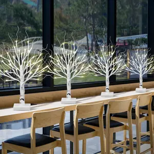 4 count 36LED Lighted Birch Tree Home Decor - White Birch Tree with Lights  Tree Wedding Centerpieces Artificial Branches Table (Warm White)