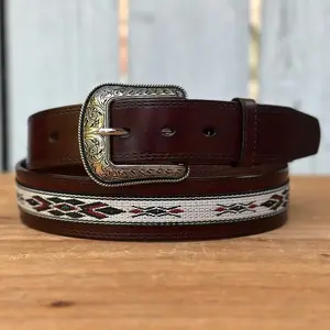 Dark Brown “Navajo” Western-Style Belt Made with Genuine Leather | Made in Mexico