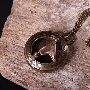 A0578 Vintage Brass Pocket Watch Shape Compass