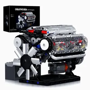 Mould King 10088 V8 Engine Model Kit -535 Pcs to Build Your OwnMiniEngine That Works - DlY STEM Project for Kids/Teens,HobbyBuilding Blocks Kit for Adults