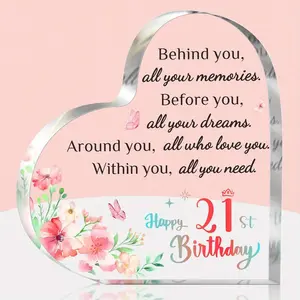 21st Birthday Gift for Daughter Niece, Happy 21st Birthday Gift for Women, Creative Unique Acrylic Keepsake, 21st Birthday Party Decoration, Ornaments, Acrylic Desktop Decoration, Acrylic Plaque Sign, Decorative Plaque
