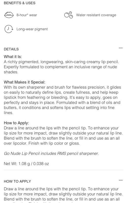 RMS Beauty Go Nude Lip Pencil - Eyeliner for Makeup Application