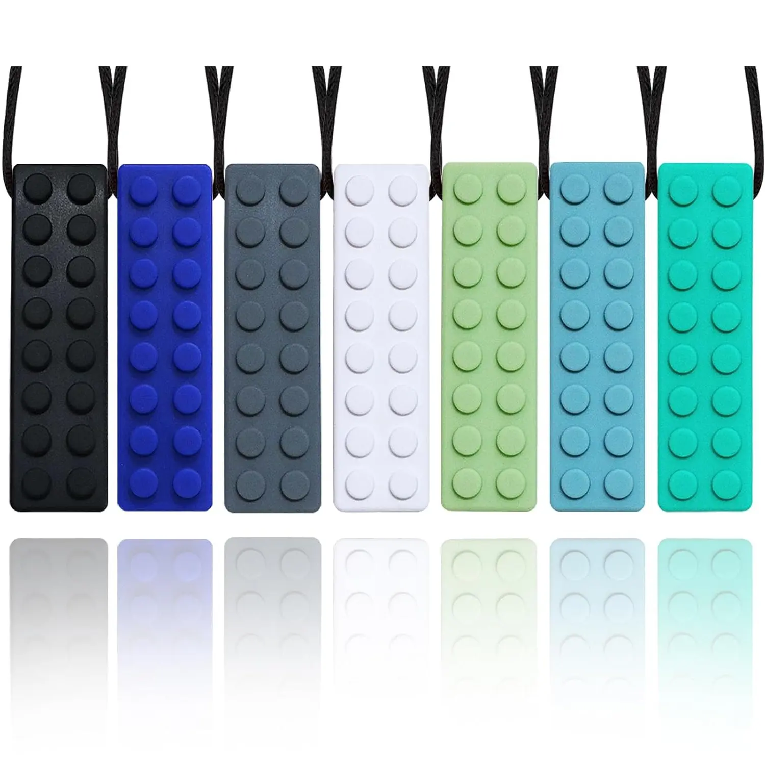 FNE39 Chew Necklaces for Sensory Kids and Adults, 7 Pack  Sensory Necklace with Autism, Anxiety, ADHD, SPD, Silicone Chew Necklace for Boys Girls Adults Chewing Biting Fidgeting