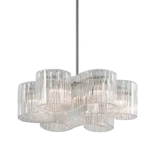 Modern Circo Chandelier with Handcrafted Venetian Glass and Warm Silver Leaf Iron Frame