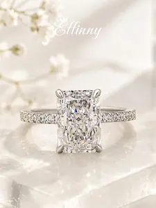 Effinny Tarnish-resistant 3.5ct Radiant Cut Engagement Ring with Half Eternity Band, Fashion Luxury Women's Jewelry, 5A Cubic Zirconia Travel-friendly Promise for Daily Wear