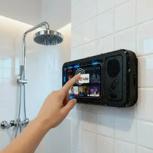 Bathroom shower waterproof phone holder Bluetooth speaker 360°Rotation touch screen mobile phone box watch movie listening music