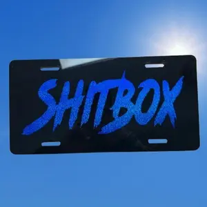 [HOT] SH TBOX Custom License Plate Blue Text Design Black Background Standard License Plate Size
