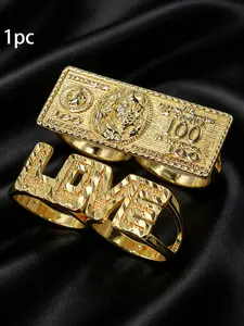 Men's Fashionable Engraved Vintage Embossed Ring, Perfect Party Jewelry Gift for Halloween Christmas Valentine's Day Birthdays