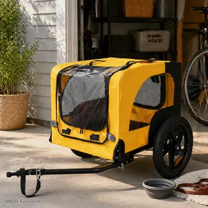 Pet Bike Trailer for Bicycles – Small/Medium Dog Cart with Quick Release Wheels, Weatherproof Oxford Fabric, Easy-Fold Steel Frame, Non-Slip Floor, Internal Leash, Ventilation Design