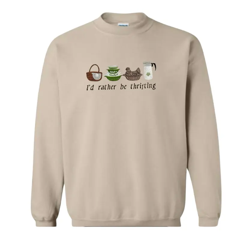 I’d rather be thrifting embroidered sweatshirt / thrifting embroidered sweatshirt