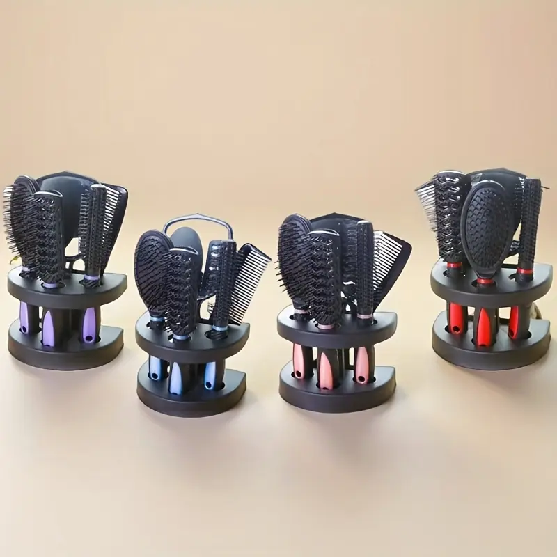 5pcs Set of Combs, a Hair Comb Base Set As a Gift for a Girlfriend, for Female Hairstylists. A Complete Mini Set of Round Combs And Mirrors for Home Use, Perfect for Creating Big Curls