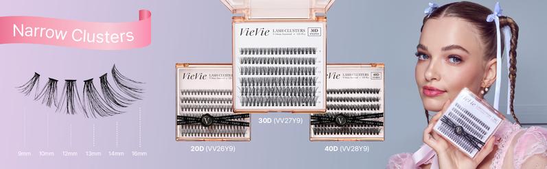 VieVie Narrow Lash Clusters 120pcs DIY Eyelash Extension Lashes, 9-16mm Mix Individual Eyelashes, Natural Look