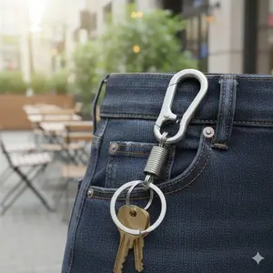 Secure Titanium Locking Carabiner Keychain: Anti-Theft Spring Clip with Quick Release. Ideal for Commuting, Travel, and as a Durable Gift Choice.