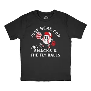 Youth Funny T Shirts Just Here for The Snacks and The Fly Balls Sarcastic Baseball Game Graphic Novelty Tee for Kids Funny T Shirts Food Tops for Kid Funny Baseball Short Sleeve Novelty Tees for Kids Black -