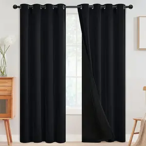 Blackout Thermal Insulation Curtains with Coating Insulated Lining, Ideal for Living Room & Bedroom, Enhances Privacy & Energy Efficiency