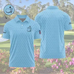 2026 Masters Inspired Golf Polo Shirt for Men, Light Blue Fan Style Polo, Golf Club Performance Shirt, Men’s Golf Apparel