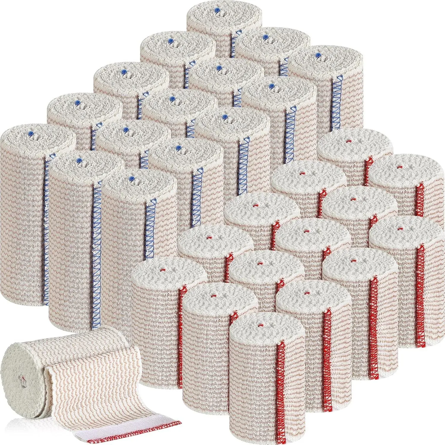 30 Pcs Elastic Compression Bandage Wrap with Self Closure on Both Ends Washable Reusable Stretchable Wraps for Sports Legs Knees Ankles Wrists Injuries (3 Inch, 4 Inch in Width)