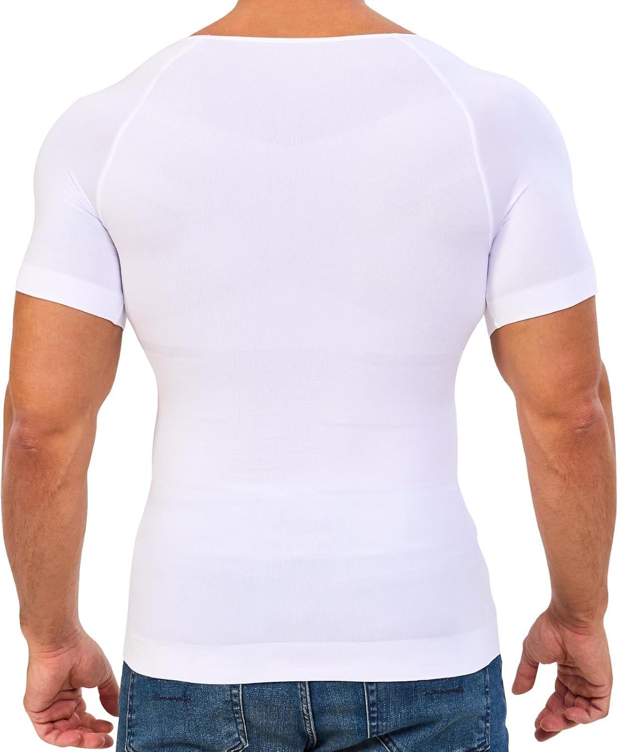 Men's Compression Shapewear Shirt - 1/2/3/4 Pack Stretchy Short-Sleeve, Breathable Lightweight Comfy Activewear with Soft Mesh Fabric - Athletic T Shirt, Bodybuilding Fitness Tee, Tank Tops, Compression Activewear for Gym Workouts