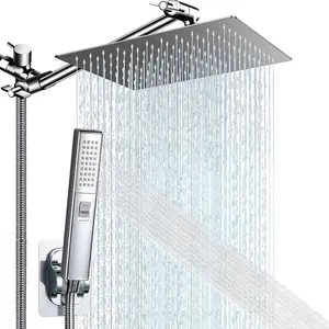 Showerhead,8/10 Inch High Pressure Rain Shower Head -Shower Heads with 2 Modes Handheld Spray Combo-  shower head with 78" Hose - Powerful Shower Spray Against Low Pressure Water with Long Hose