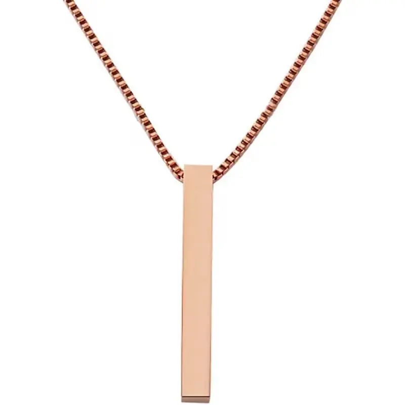 Personalized 4-Sided Vertical Bar Necklace 22 inch Chain