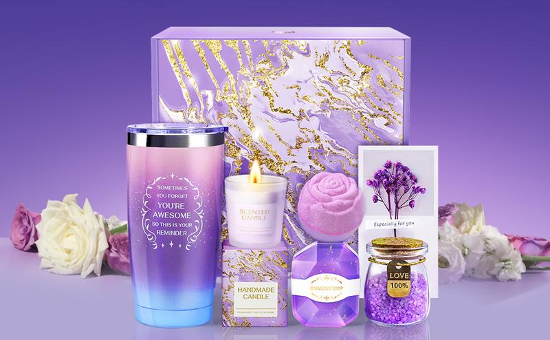 Mother's Day Gift Basket Christmas & Birthday gift, Gift basket for women. Lavender Spa Set for Women. Relaxing Scented Body Care. Perfect for Mom, Wife, Girlfriend.