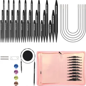 Interchangeable Knitting Needles Set- Circular Knitting Needles Size 2.5, 4, 5, 6, 7, 8, 9, 10,11, Round Knittings Needle with 5 Cable for Beginners & Advanced Knit Sweater Sock, Blanket