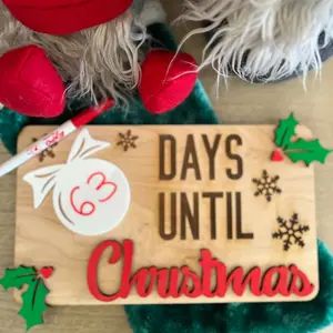 Wood Christmas Countdown Sign - Handcrafted Christmas Decor - Unique Christmas Sign - Gift for Kids - Rustic Countdown Board - Holiday Calendar