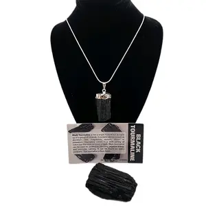 Black Tourmaline Protection Set Natural Stone Necklace and Specimen