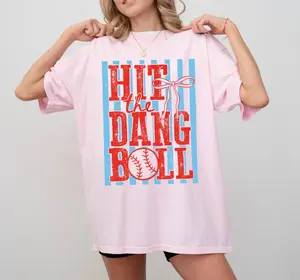 Hit The Dang Ball Baseball Shirt, Trendy Retro Game Day Season Tee