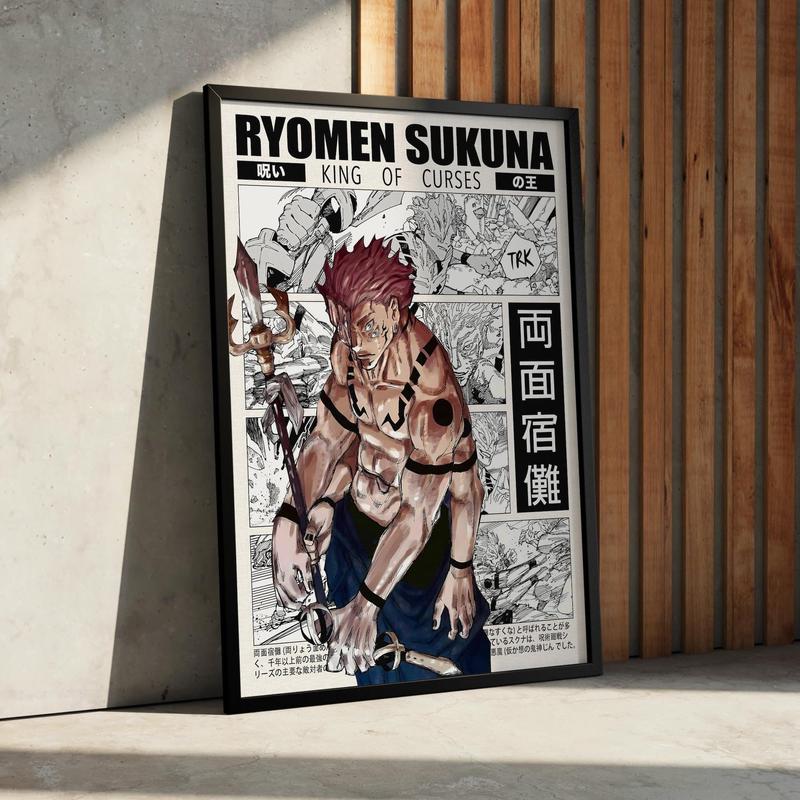 Jujutsu Kaisen Anime Manga Poster Art Print, JJK Ryomen Sukuna Vintage Japanese Wall Decor Artwork