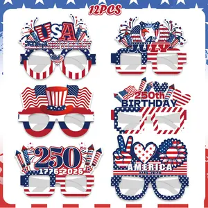 12-Piece Independence Day Decorative Glasses, Party gifts,photo-taking glasses Festival Theme Prop Minimalist Cultural Shading Artifact for Creative Group Photographs