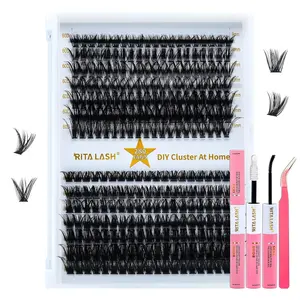 Lash Extension Kit 60D+80D DIY Lash Clusters 280pcs Cluster Lashes Individual Lashes Eyelash Extension Kit with Lash Bond and Seal,Lash Tweezers(60D+80D Kit,9-15mm Mixed)
