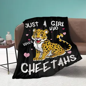 A Girl's Cheetah Blanket, A Small Cheetah-print Blanket for Girls Who Love Cheetahs, A Cheetah-themed Item for Girls, A Cute Animal Quilt, and A Lightweight Flannel Blanket, Flannel Throw Blanket