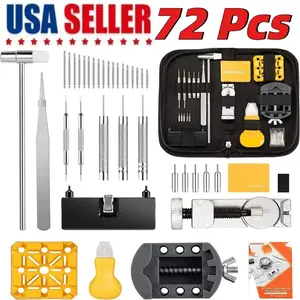 Professional 72-Piece Watch Repair Kit – Complete Watchmaker Tool Set with Case Opener, Link Pin Remover & Spring Bar Tool for DIY Repair 🇺🇸 Fast Ship