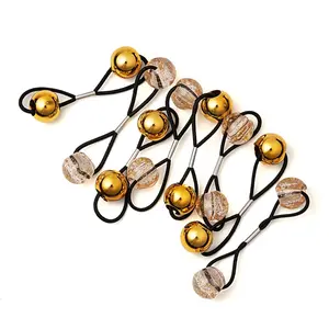 8 s 16mm Ball Hair Ties, Bubble Ponytail Holders for  Girls  Women  s, Twin Bead Colorful Elastic Hair Accessories, Cute Hair Bands with Balls (Gold&Clear)