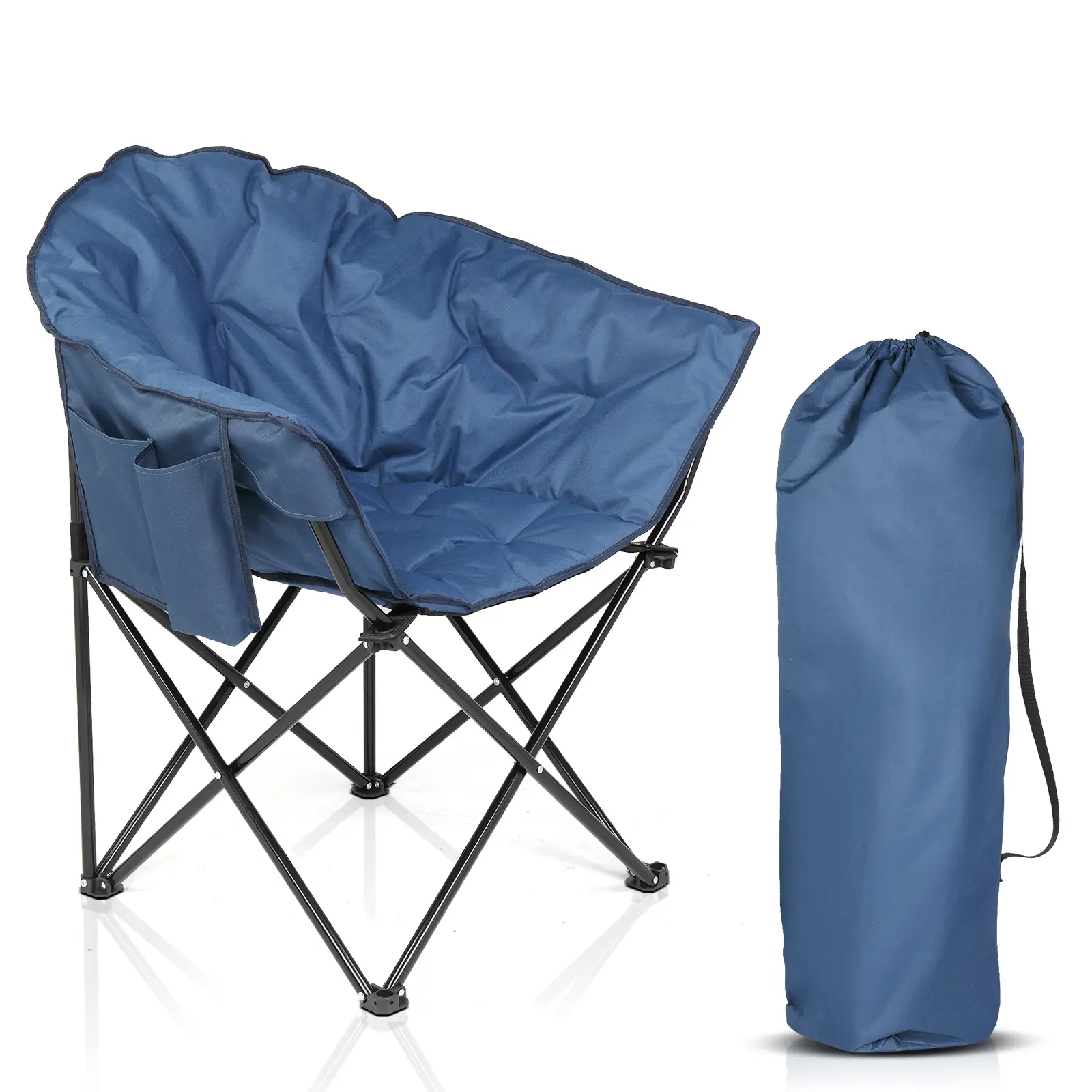 Camping Chair Blue Alloy Steel,Ultralight Folding Camping Chair,Rich Pockets,Outdoor Camping, Beach, Fishing, Picnic, Lawn, Concert, Hiking Foldable Camping Chair