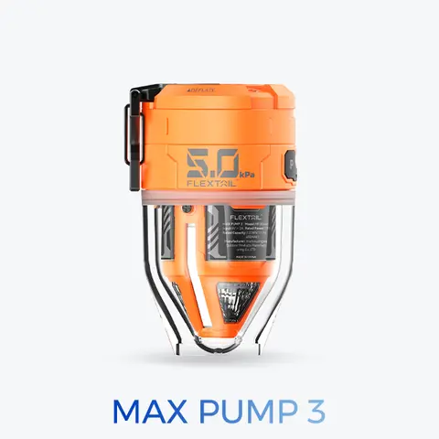 FLEXTAIL Max Pump 3 Compact Lightweight Portable Air Pump - Camping Travel Accessory with Transparent Lampshade for Illumination, 5.0 kPa Pressure, 500L/min Quick Inflate High Flow Rate, 6 Nozzles for Multi Purpose Inflatable, Long Battery Life