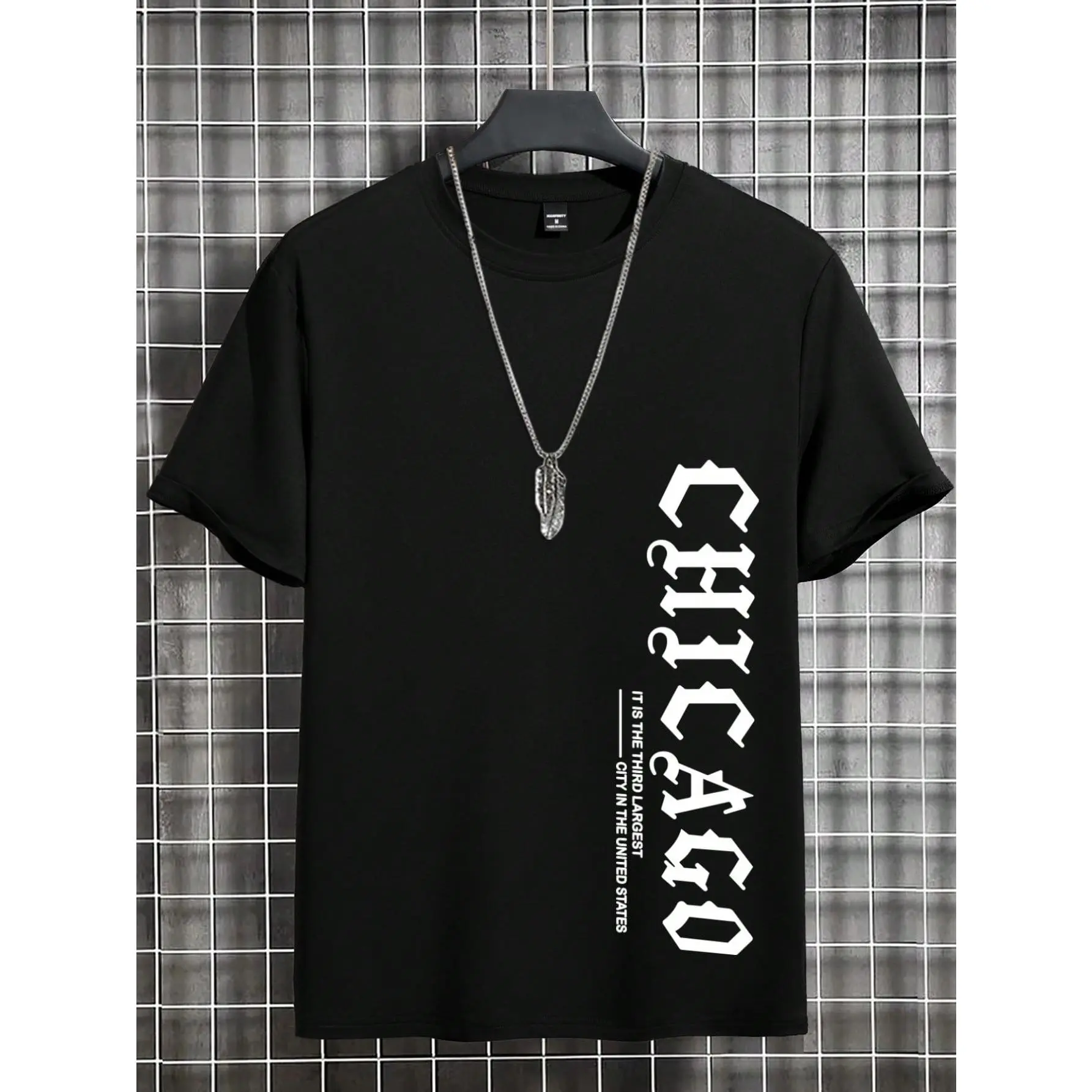 Manfinity Homme Men's Pure Cotton Slim-Fit Round Neck Short-Sleeve T-Shirt - Casual Summer Chicago Streetwear Top