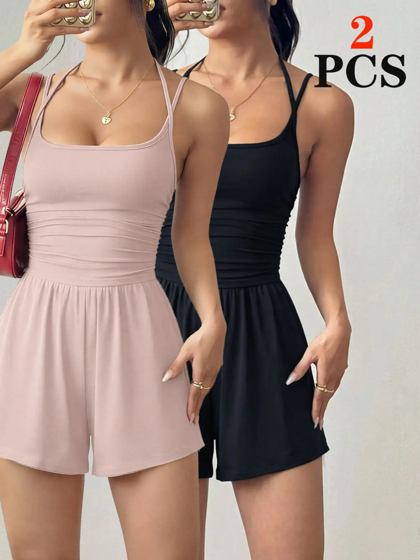 Women's 2026 Versatile Casual Fitted Backless Jumpsuit, Spaghetti Strap Smocked Bodice Flattering Slim Fit Elegant One-Piece Romper for Club Evening Date Vacation Daily Wear Women's 2026 Versatile Casual Fitted Backless Jumpsuit, Spaghetti Strap Smocked Bodice Flattering Slim Fit Elegant One-Piece Romper for Club Evening Date Vacation Daily Wear